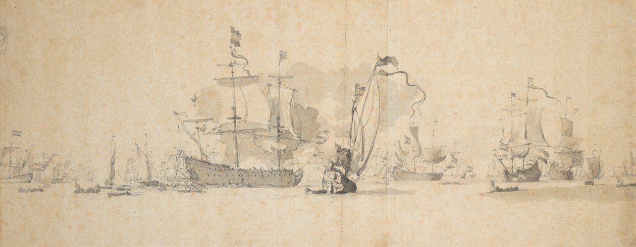 A council of war in the Dutch fleet, May 1665?, c.1665 by Willem van de Velde the Younger