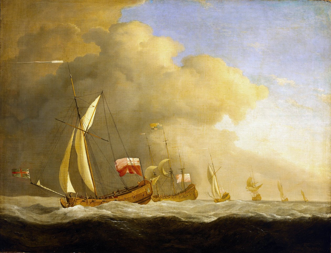 Group of British royal yachts on the sea by Willem van de Velde the Younger
