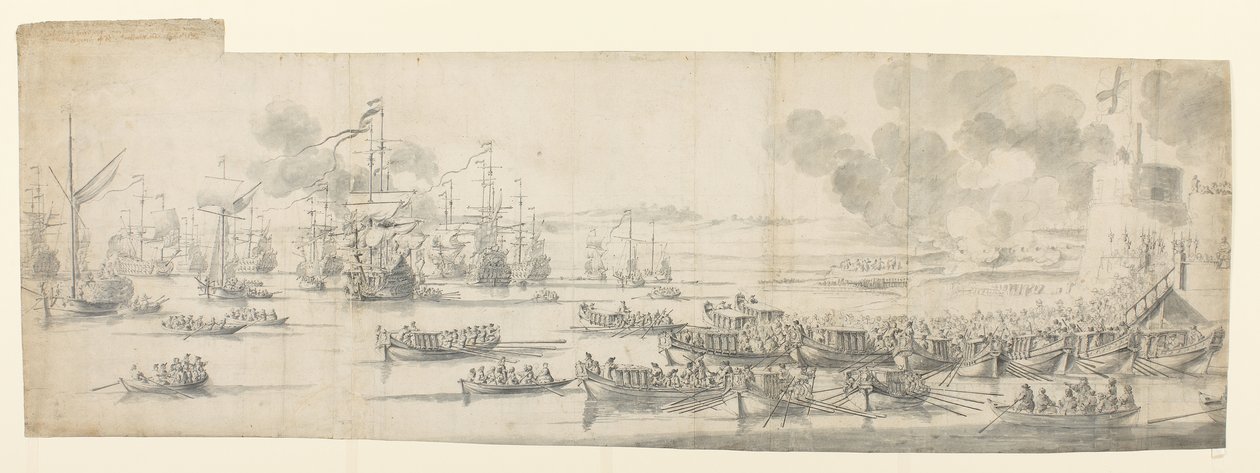 Mary of Modena embarking at Gravesend by Willem van de the Elder Velde