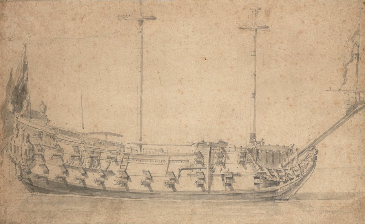 Portrait of an English fourth-rate, about 42 guns, c.1675 by Willem van de the Elder Velde