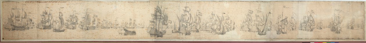 The English and Dutch fleets on the day after the Battle of Solebay by Willem van de the Elder Velde