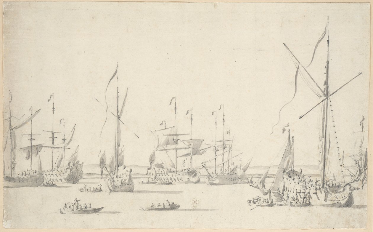 The Yachts and Ships at Anchor near Sheerness, c.1677 by Willem van de the Elder Velde