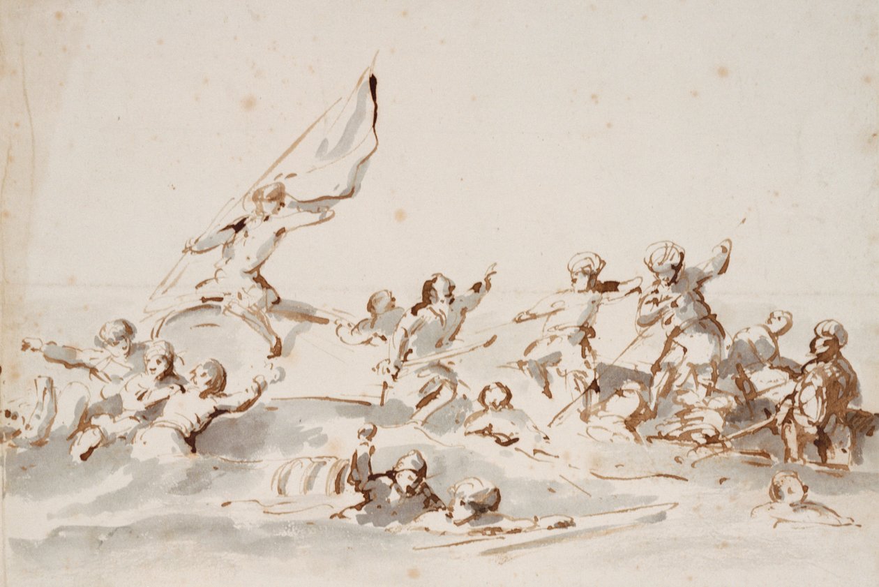 A Fight in Boats by Willem van de Velde the Younger