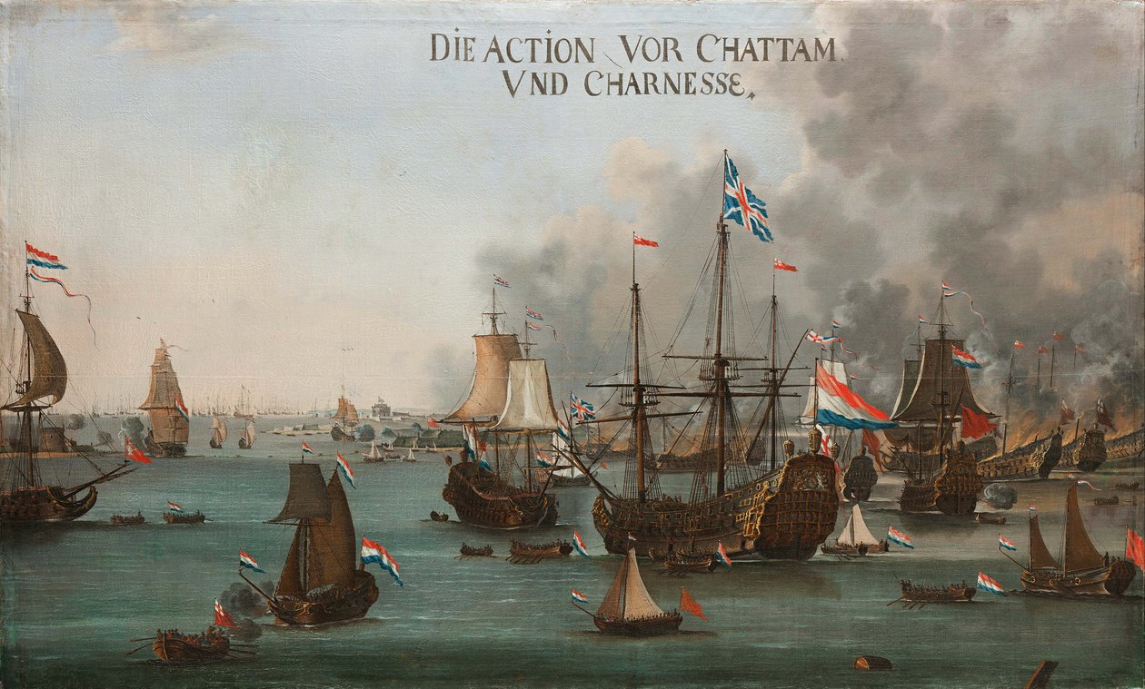 The Battle of Chatham, ca 1667 by Willem van der Stoop