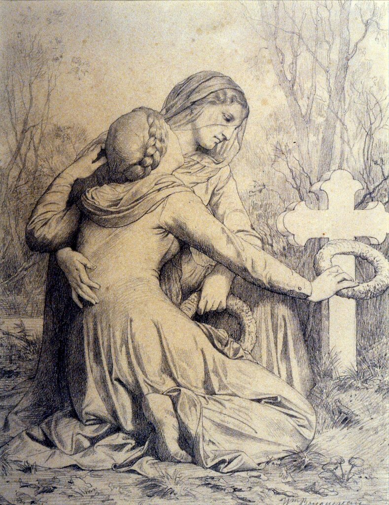 Mourning Women Kneeling at Grave by William Adolphe Bouguereau