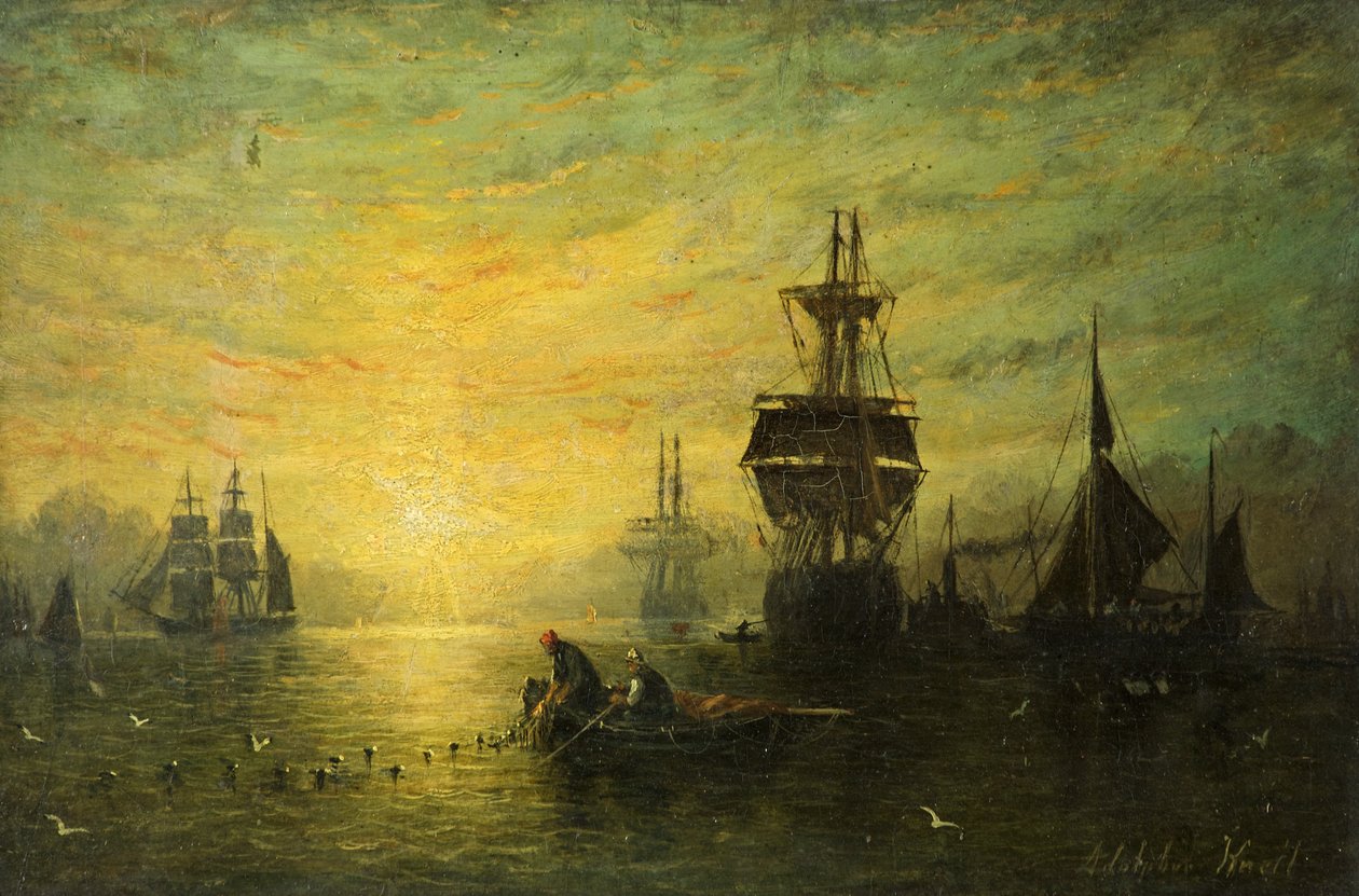 Sunset with Boats, 1875 by William Adolphus Knell