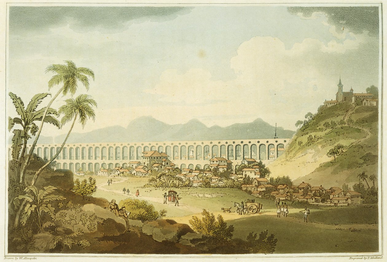 Arcos de Carioco, or Grand Aqueduct in Rio de Janeiro, plate 5 from 