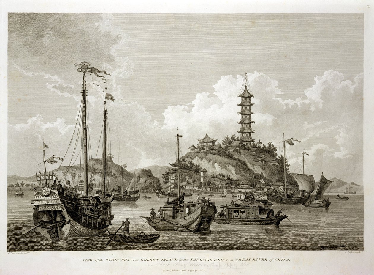 View of the Tchin Shan, or Golden Island, in the Yang-tse Kiang, or Great River of China, engraved by Wilson, pub. by G. Nicol by William Alexander