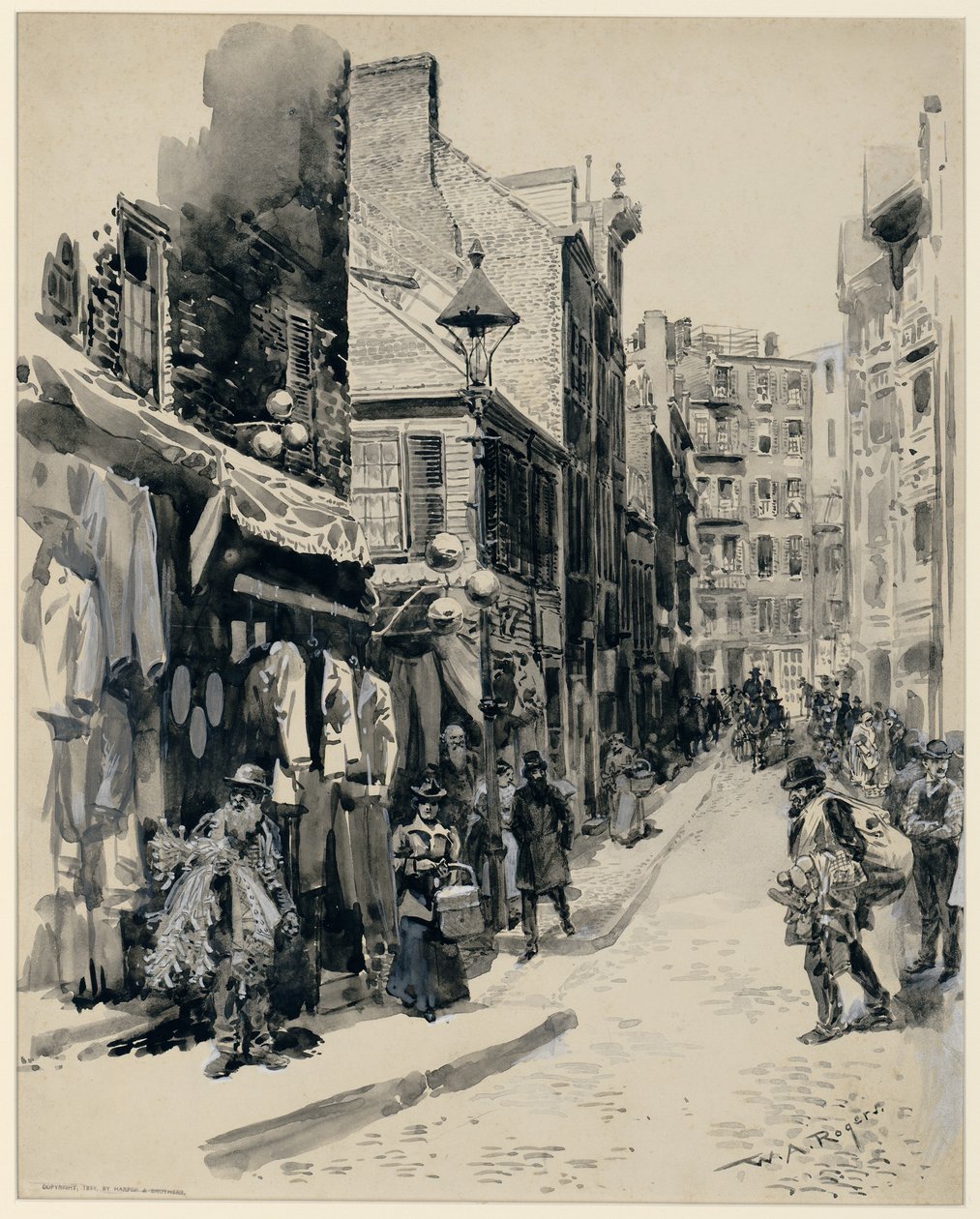 The Jewish Quarter, Boston, published 1899 by William Allen Rogers