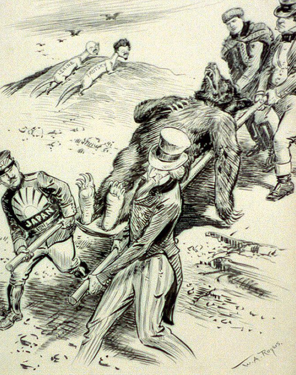 A Hospital Case, Anti-Communist Cartoon, Published During the Red Scare, 1918 by William Allen after Rogers
