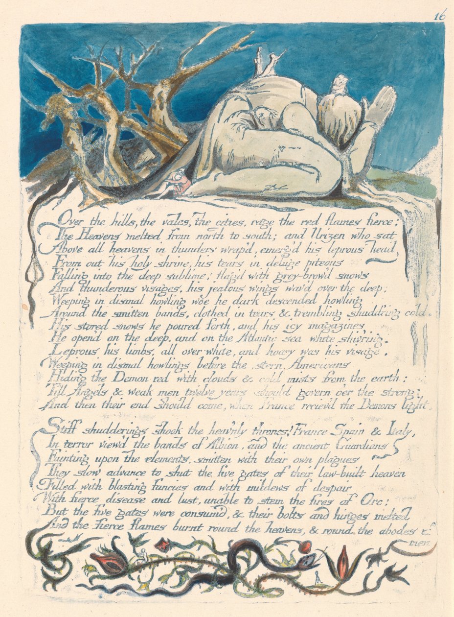 America. A Prophecy, Plate 18, Over the Hills by William Blake