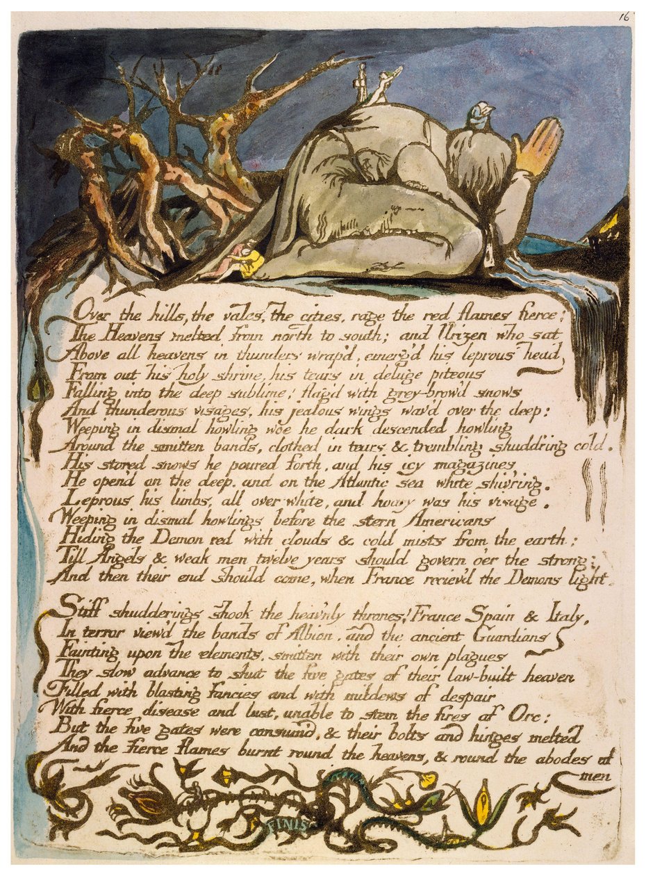 America a Prophecy Copy A Plate 18 by William Blake