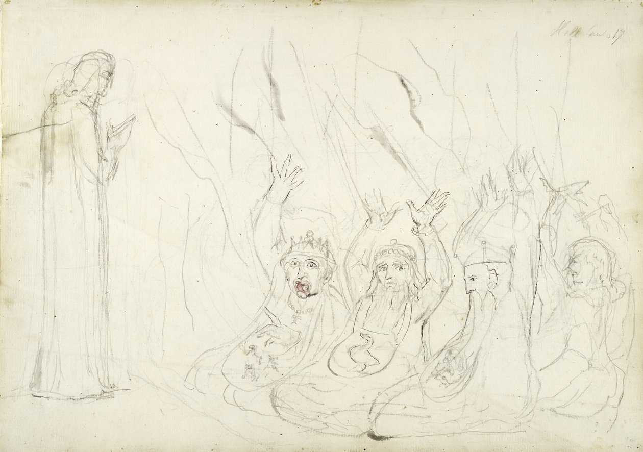 Dante and the Usurers, illustration to the Divine Comedy by Dante Alighieri, 1824-27 by William Blake
