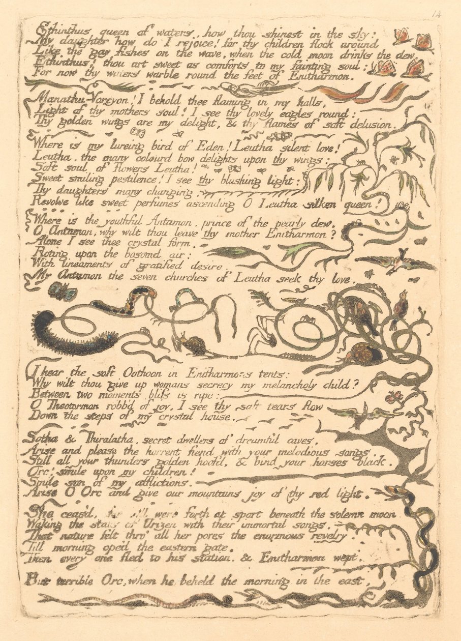 Europe. A Prophecy, Plate 16, Ethinthus Queen of Waters (Bentley 17) by William Blake