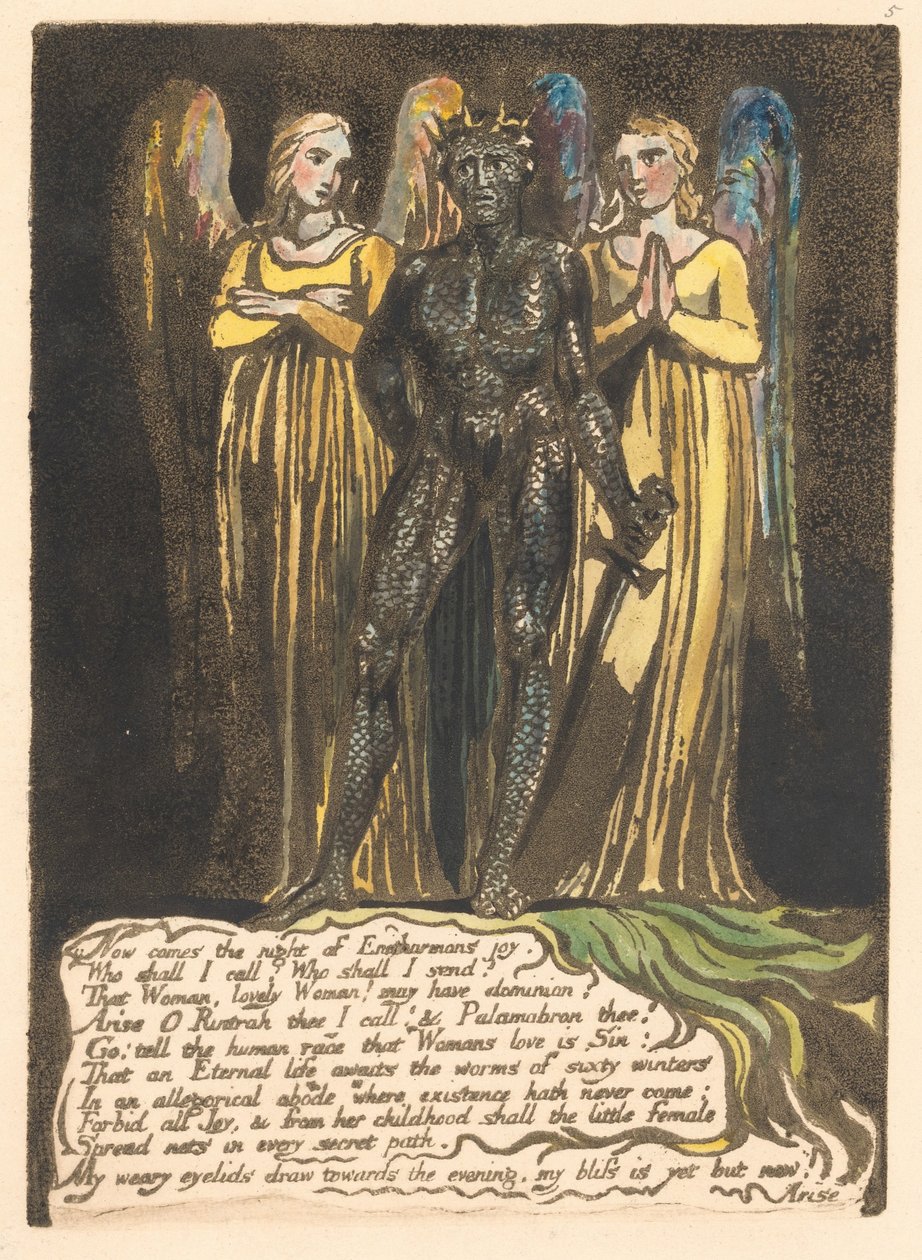 Europe. A Prophecy, Plate 7, Now comes the night... (Bentley 8) by William Blake