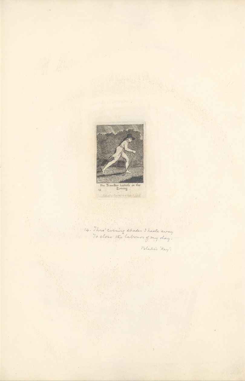 For the Sexes. The Gates of Paradise, Plate 16, The Traveller hasteth in the Evening by William Blake
