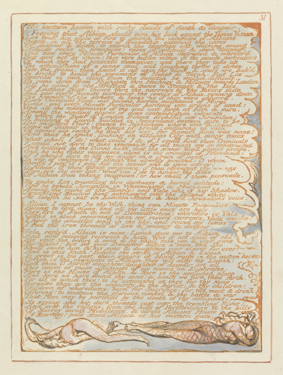 Jerusalem His Western Heaven..., pl.31, from Jerusalem the Emanation of the Giant Albion by William Blake by William Blake