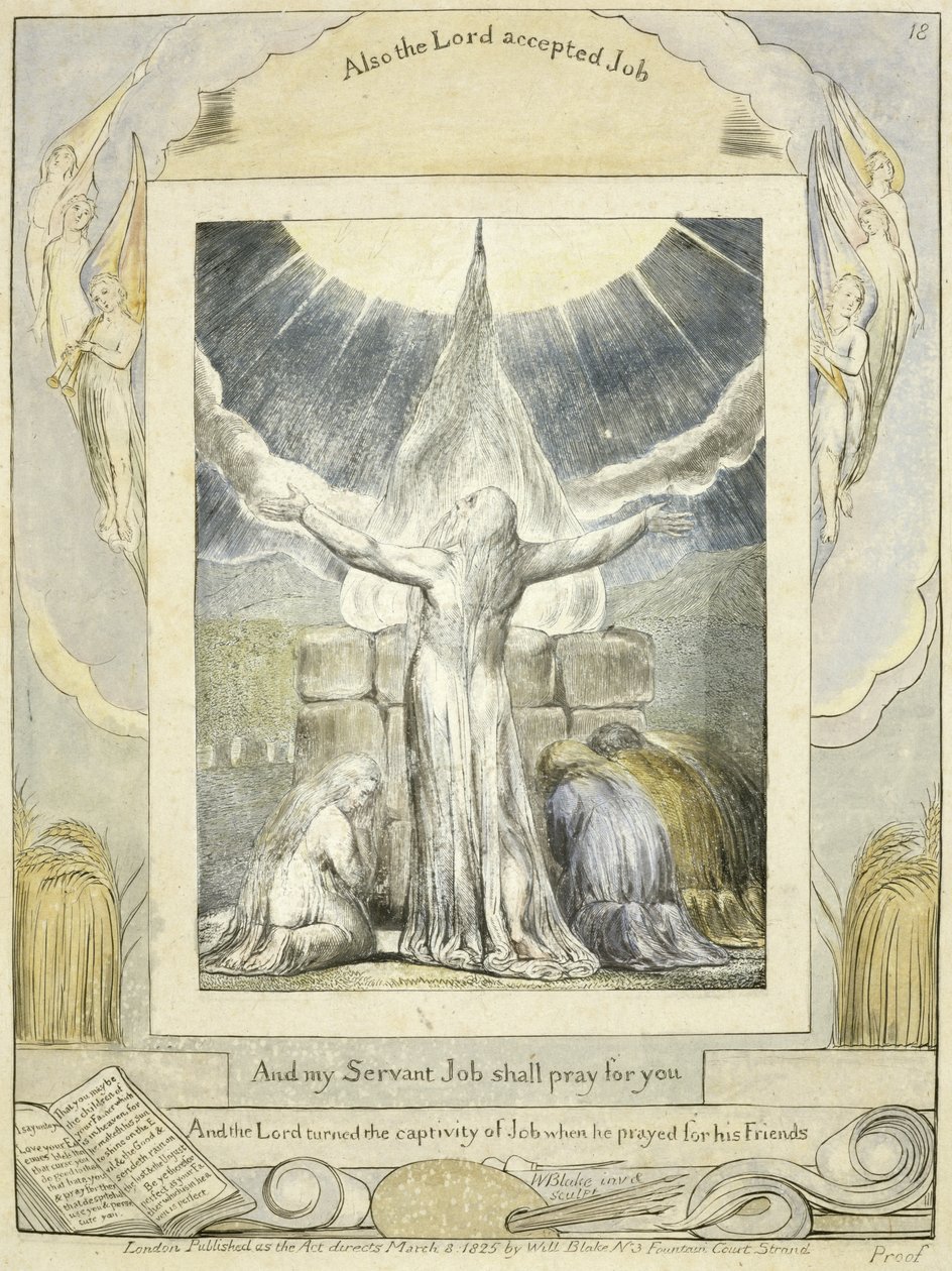 Job Praying (pl.18) from the Book of Job by William Blake
