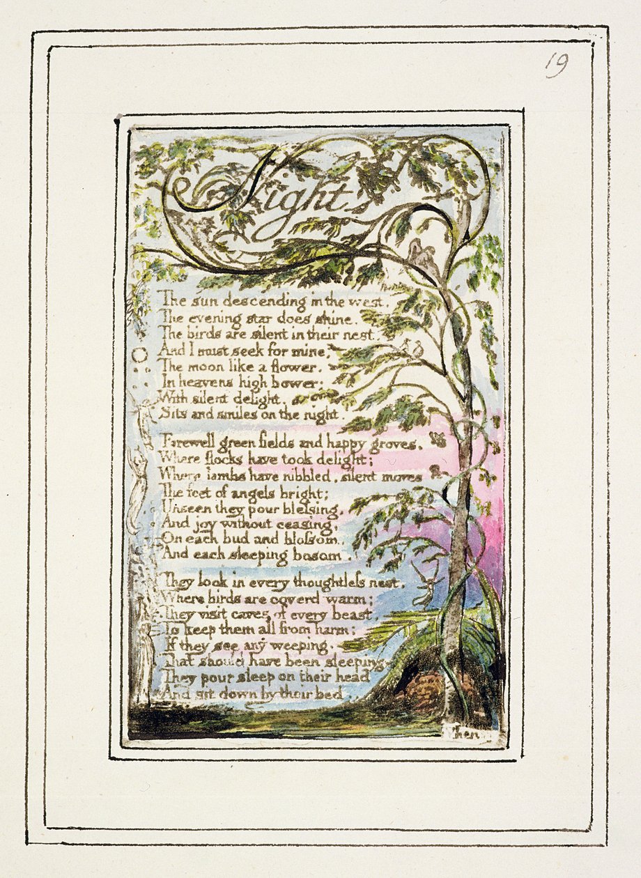 Night: Plate 19 from Songs of Innocence and of Experience by William Blake
