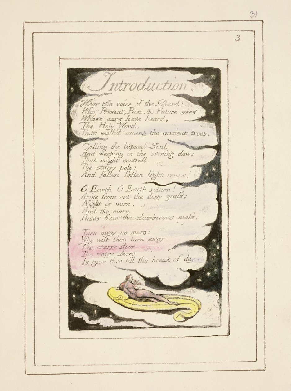 Introduction to Songs of Experience: plate 31 from Songs of Innocence and of Experience (copy R) c.1802-08 by William Blake