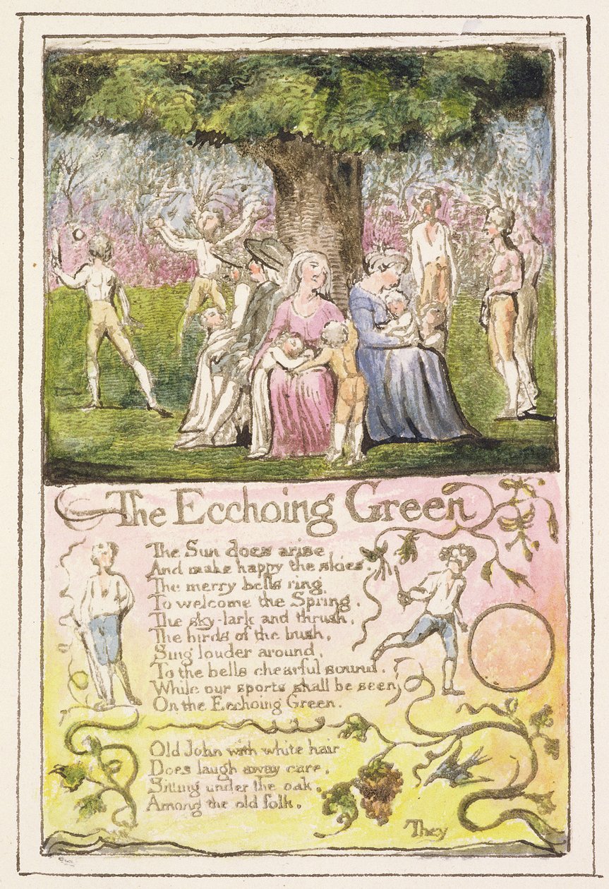 The Echoing Green: plate 5 from Songs of Innocence and of Experience (copy R) by William Blake