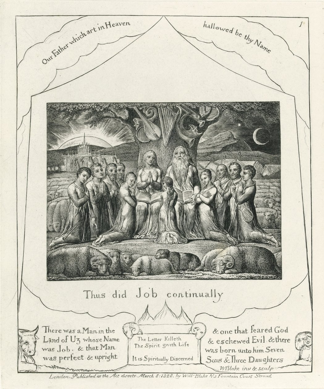 Plate 1, Job and His Family, Illustration from the 