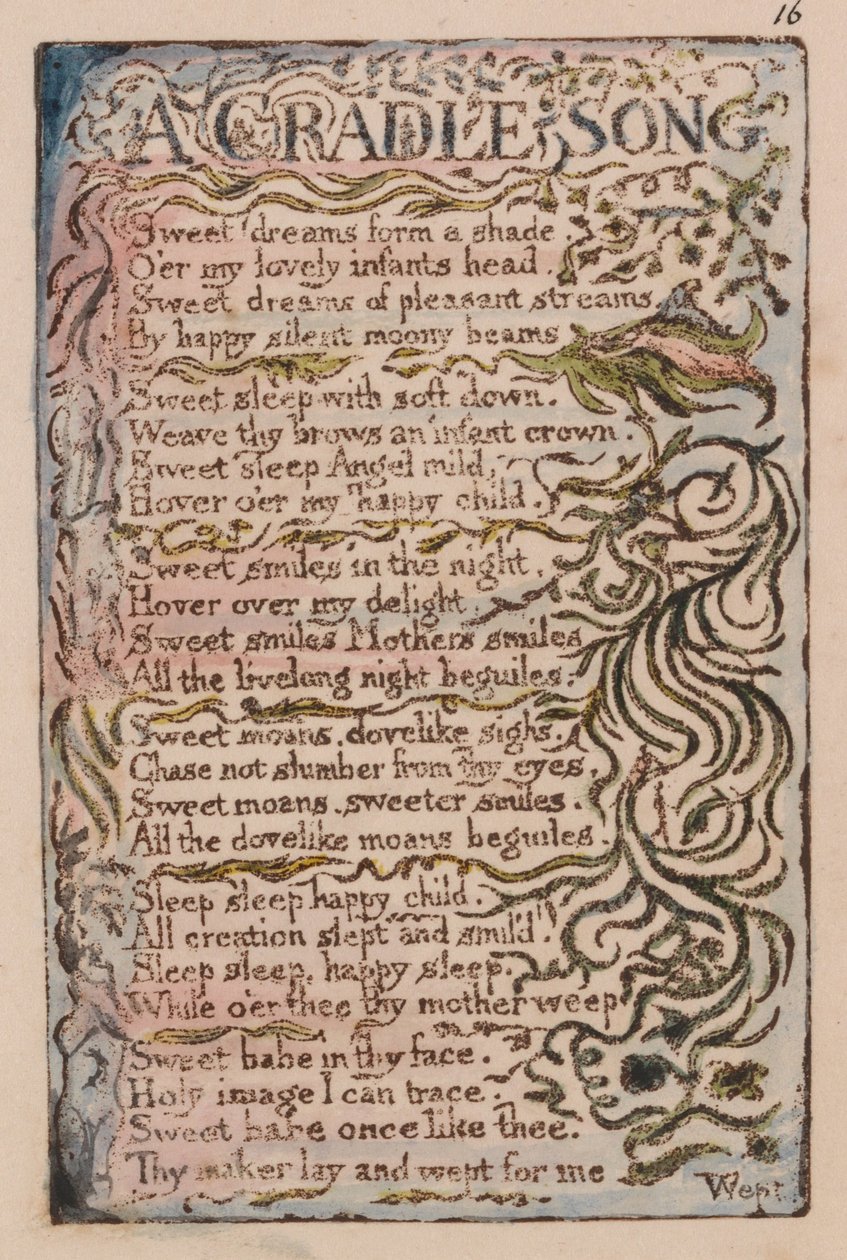 Songs of Innocence and of Experience, Plate 16, A Cradle Song (Bentley 16) by William Blake