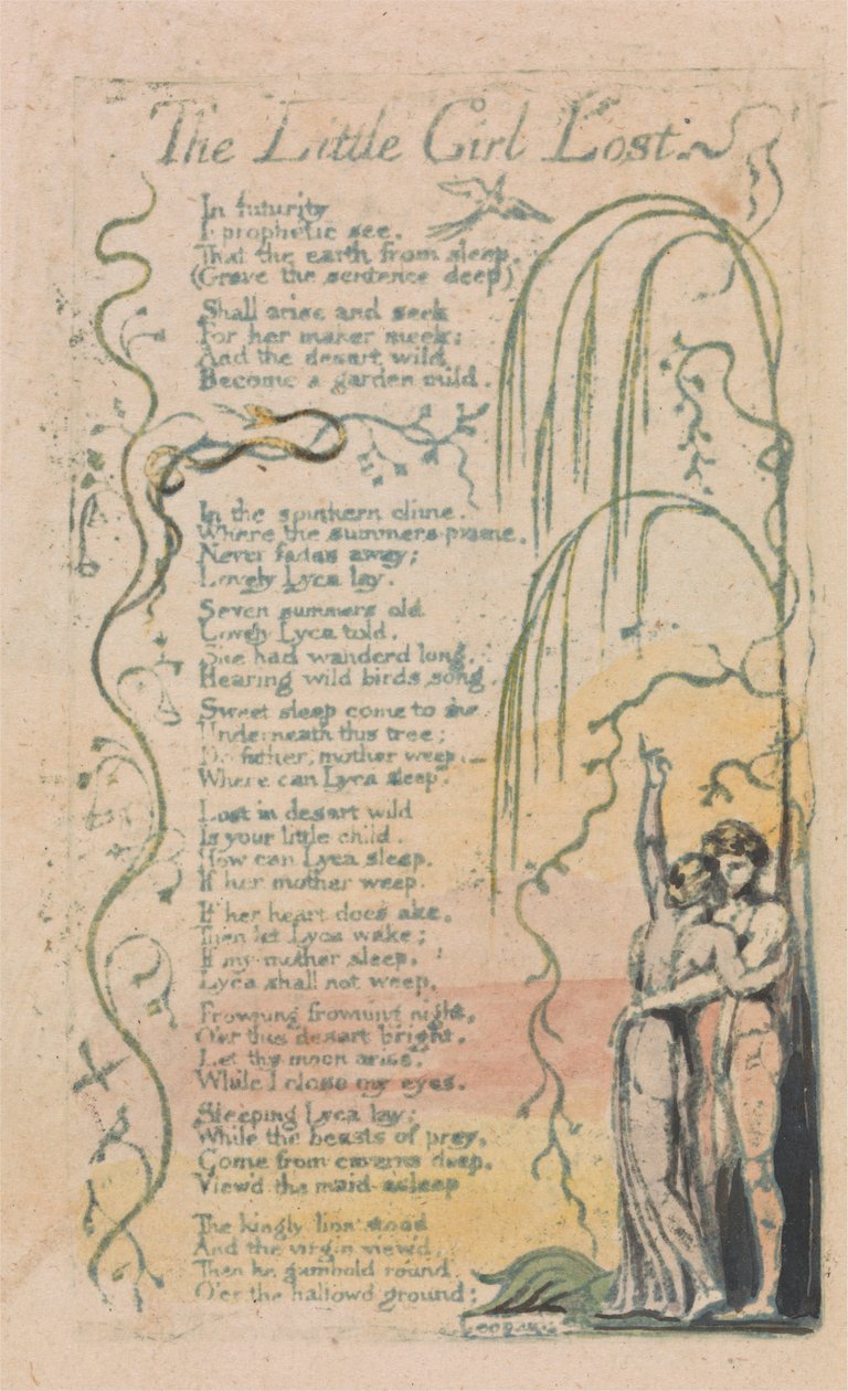 Songs of Innocence and of Experience, Plate 20, The Little Girl Lost (Bentley 34) by William Blake