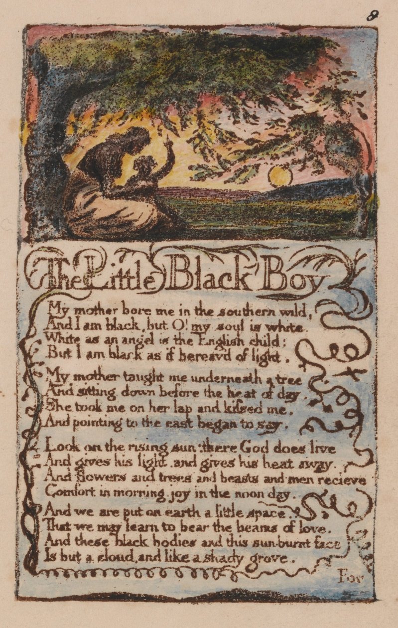 Songs of Innocence and of Experience, Plate 8, The Little Black Boy (Bentley 9) by William Blake