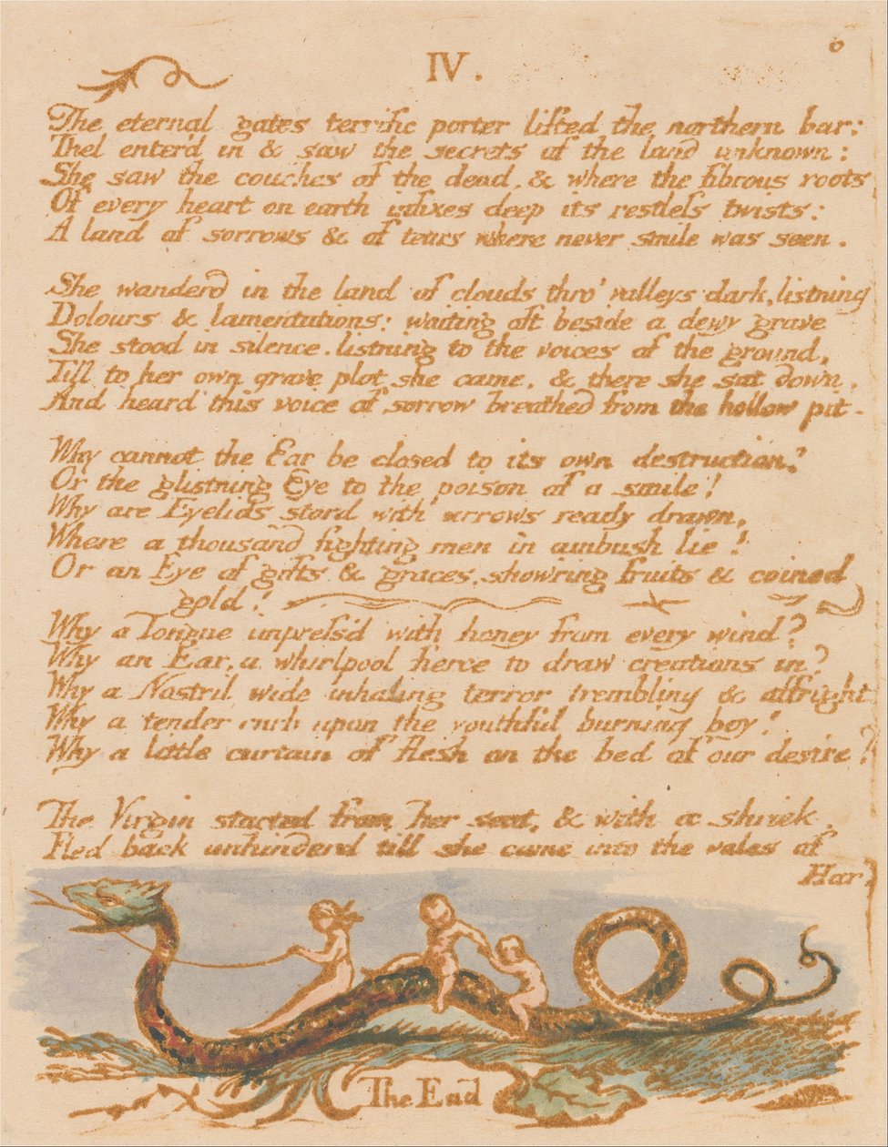The Book of Thel, Plate 8 by William Blake
