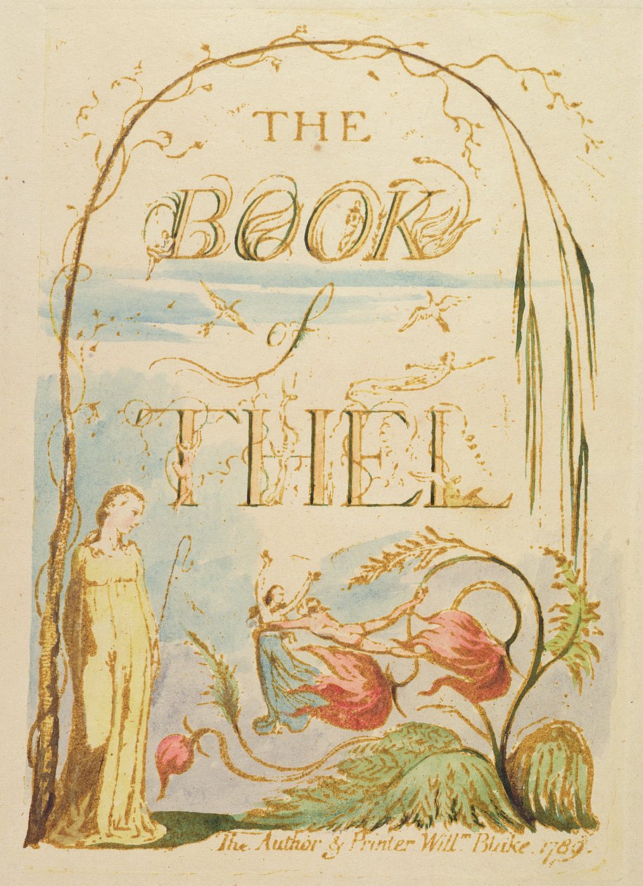 The Book of Thel, plate 2 (Title Page), 1789 by William Blake