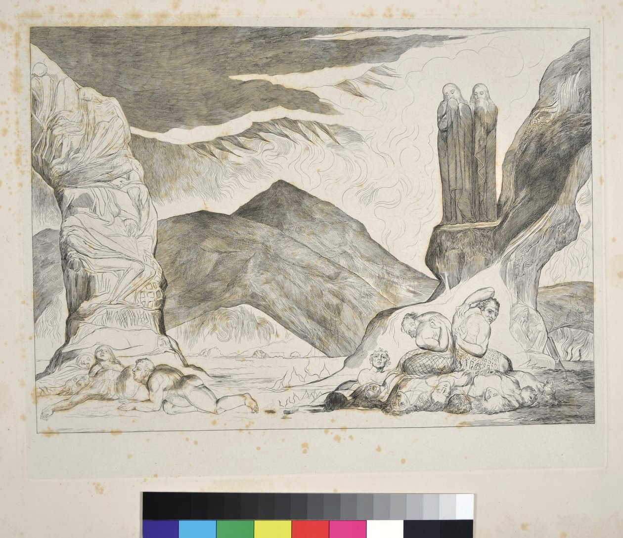 The Circle of the Falsifiers: Dante and Virgil Covering their Noses because of the Stench, Inferno, Canto XXIX, illustration to the 