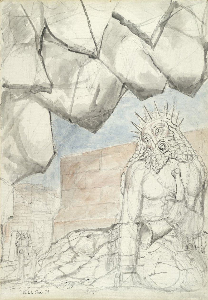 The Complaint of the Giant Nimrod, illustration to the Divine Comedy by Dante Alighieri, 1824-27 by William Blake