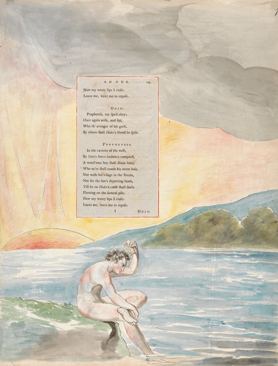 The Descent of Odin, design 83 from The Poems of Thomas Gray, 1797-98 by William Blake