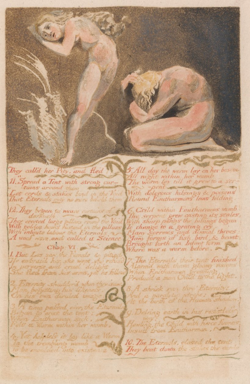 The First Book of Urizen, Plate 19, They Called Her Pity and Fled.... (Bentley 19) by William Blake