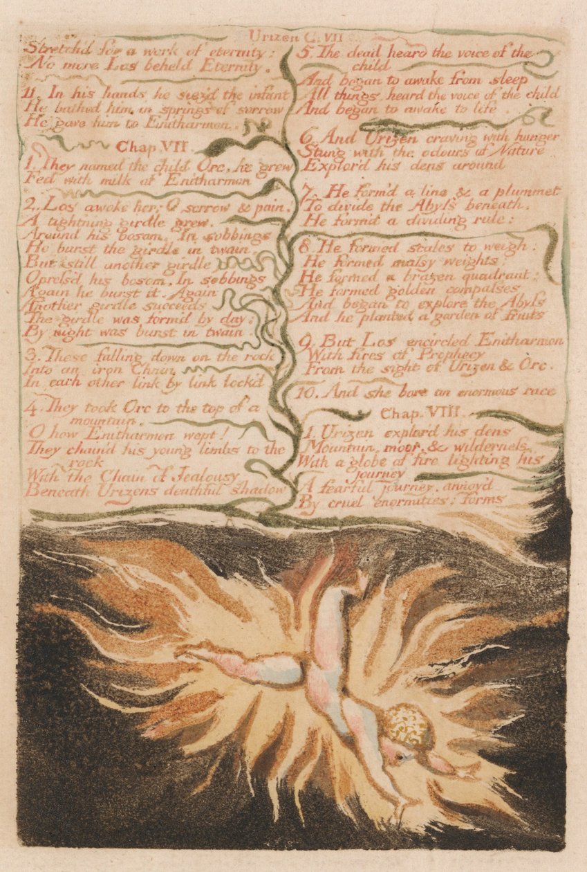The First Book of Urizen, Plate 22, Stretched for a Work of Eternity.... (Bentley 20) by William Blake