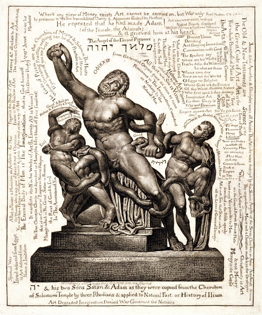 The Laocoon as Jehovah with Satan and Adam by William Blake