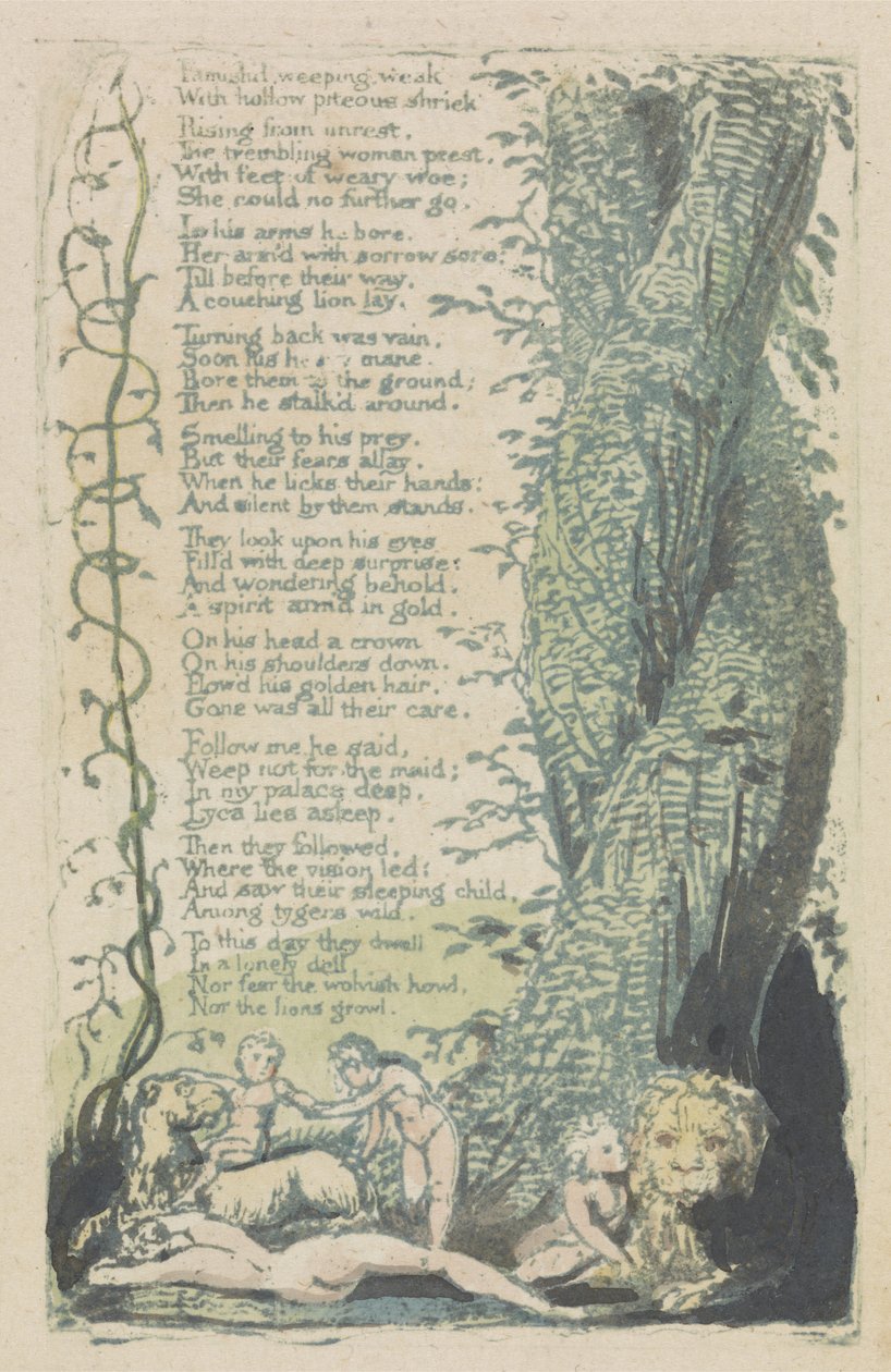 The Little Girl Found, and Famishd weeping..., plate 2 from The Songs of Innocence, 1789 by William Blake