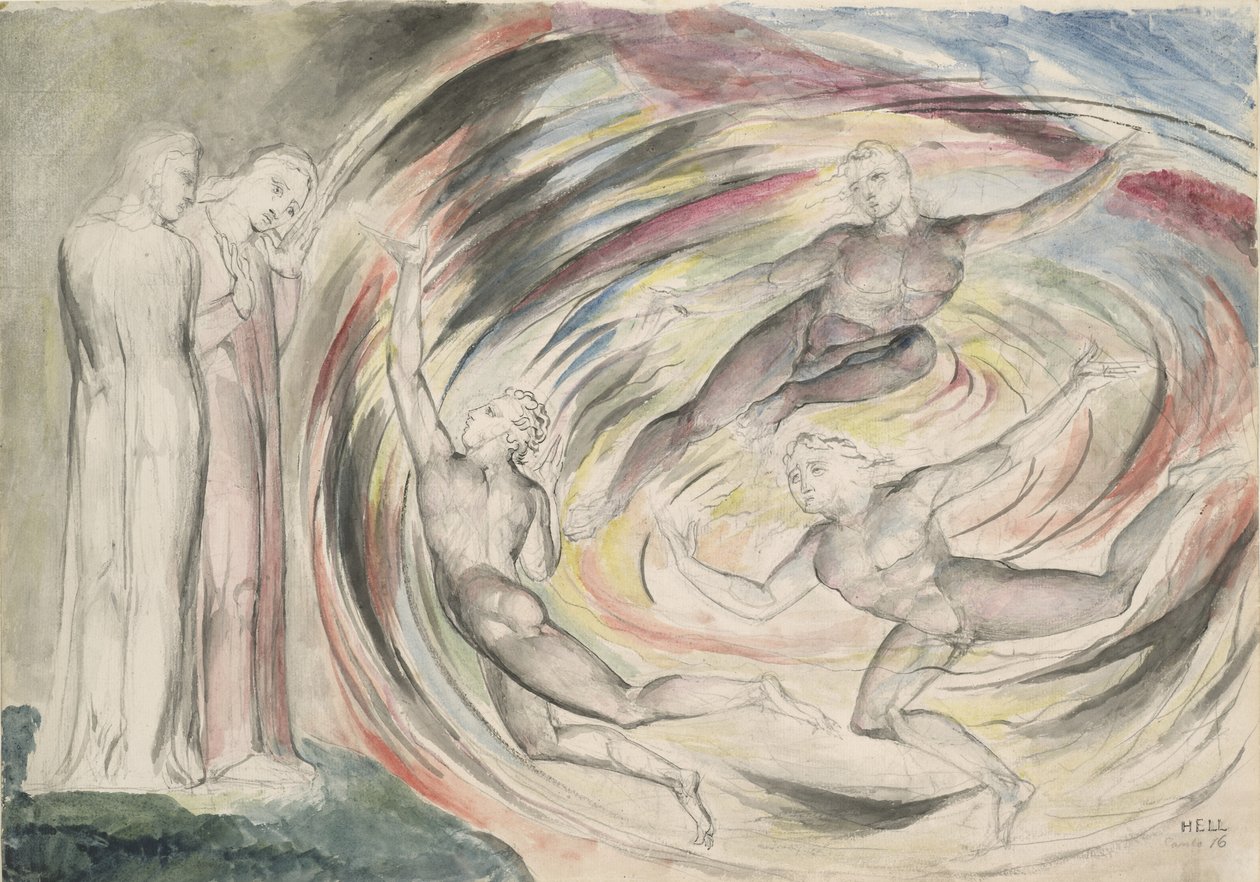 The Punishment of Rusticucci and his Companions, illustration to the Divine Comedy by Dante Alighieri, 1824-27 by William Blake