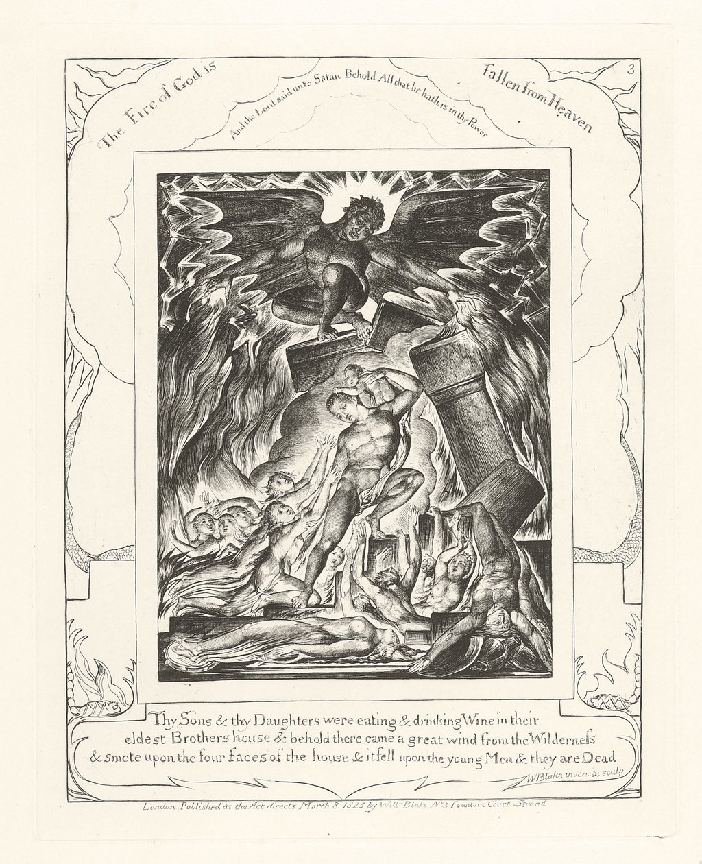 Thy Sons and thy Daughters were eating and drinking Wine, 1825 by William Blake