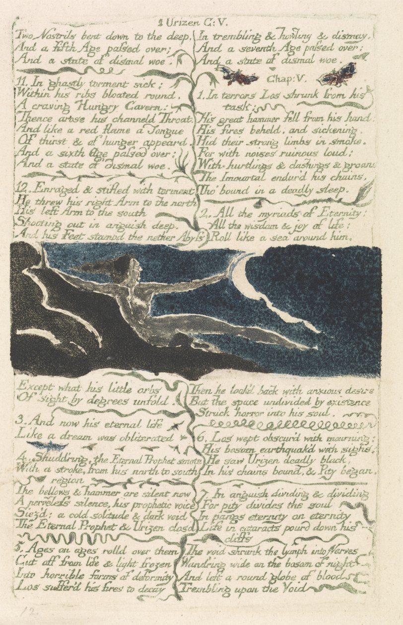 Two nostrils bent down to the deep..., plate 11 from The First Book of Urizen, 1794 by William Blake