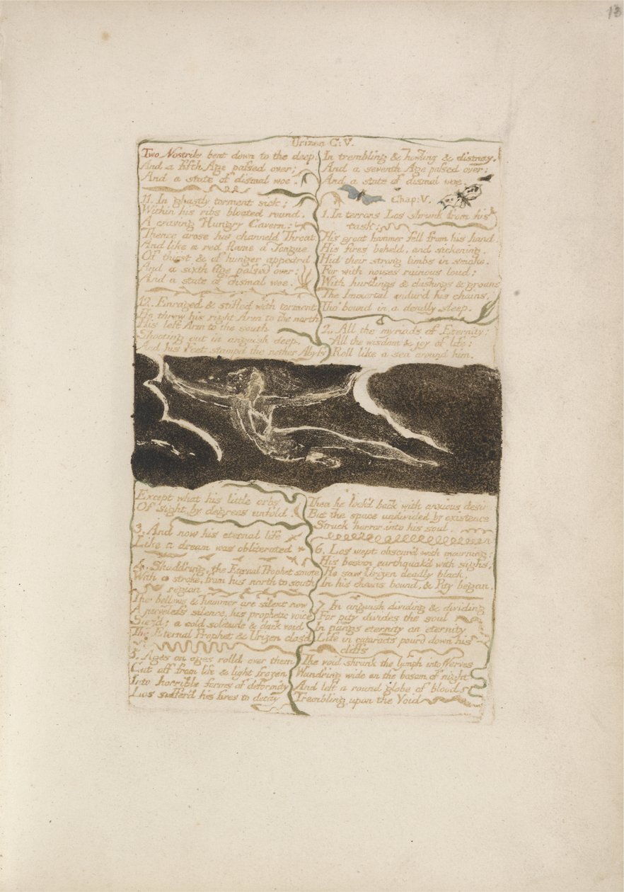 Two nostrils bent down to the deep..., plate 16 from The First Book of Urizen, 1794 by William Blake