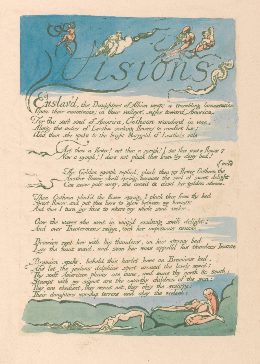 Visions of the Daughters of Albion, Plate 4, Visions by William Blake