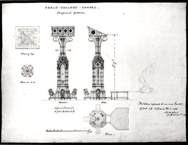 Design for a Lecturn, Keble College Chapel, Oxford by William Butterfield