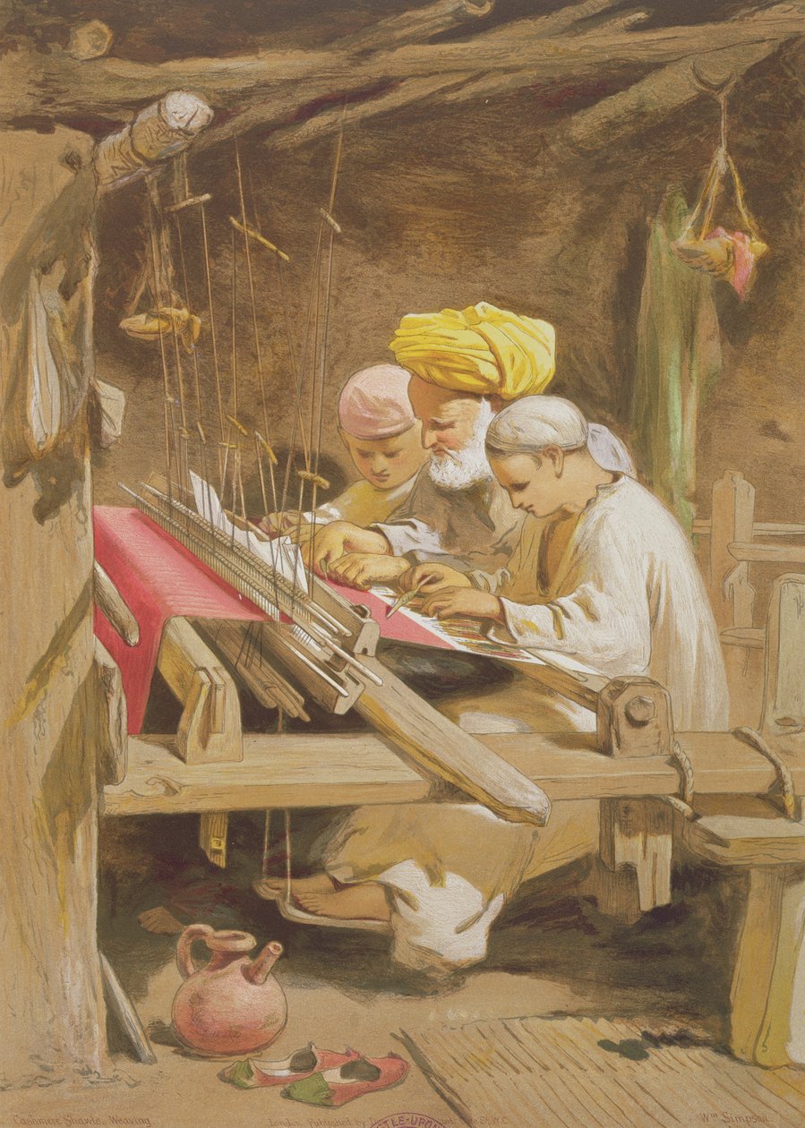 Cashmere Shawls: Weaving, 1863 by William Crimea Simpson