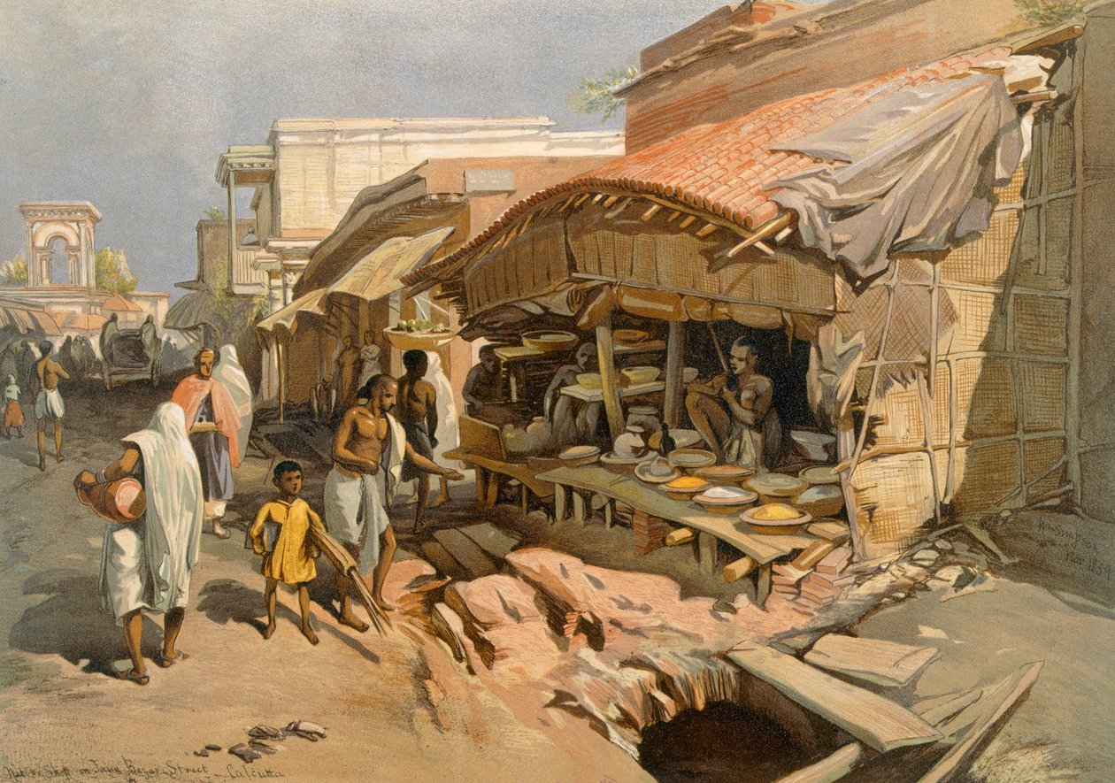 Native Shop in a Calcutta Bazaar, from 'India Ancient and Modern', 1867