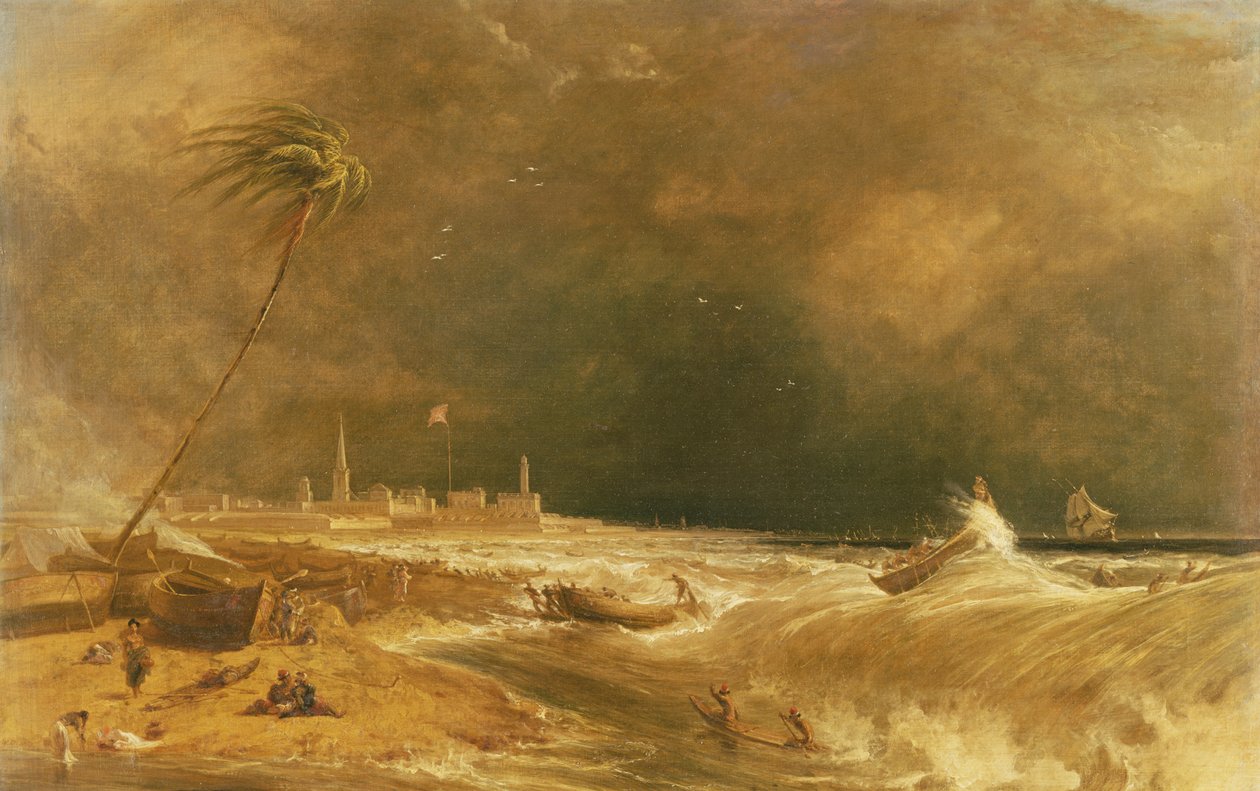 Madras, or Fort St. George, in the Bay of Bengal - A Squall Passing Off, 1833 by William Daniell