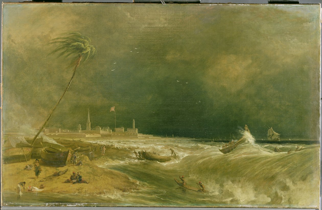 Madras, or Fort St. George, in the Bay of Bengal - A Squall Passing Off, 1833 by William Daniell