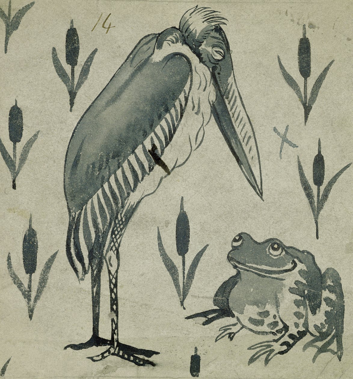 A Pelican and Frog in Conversation by William de Morgan