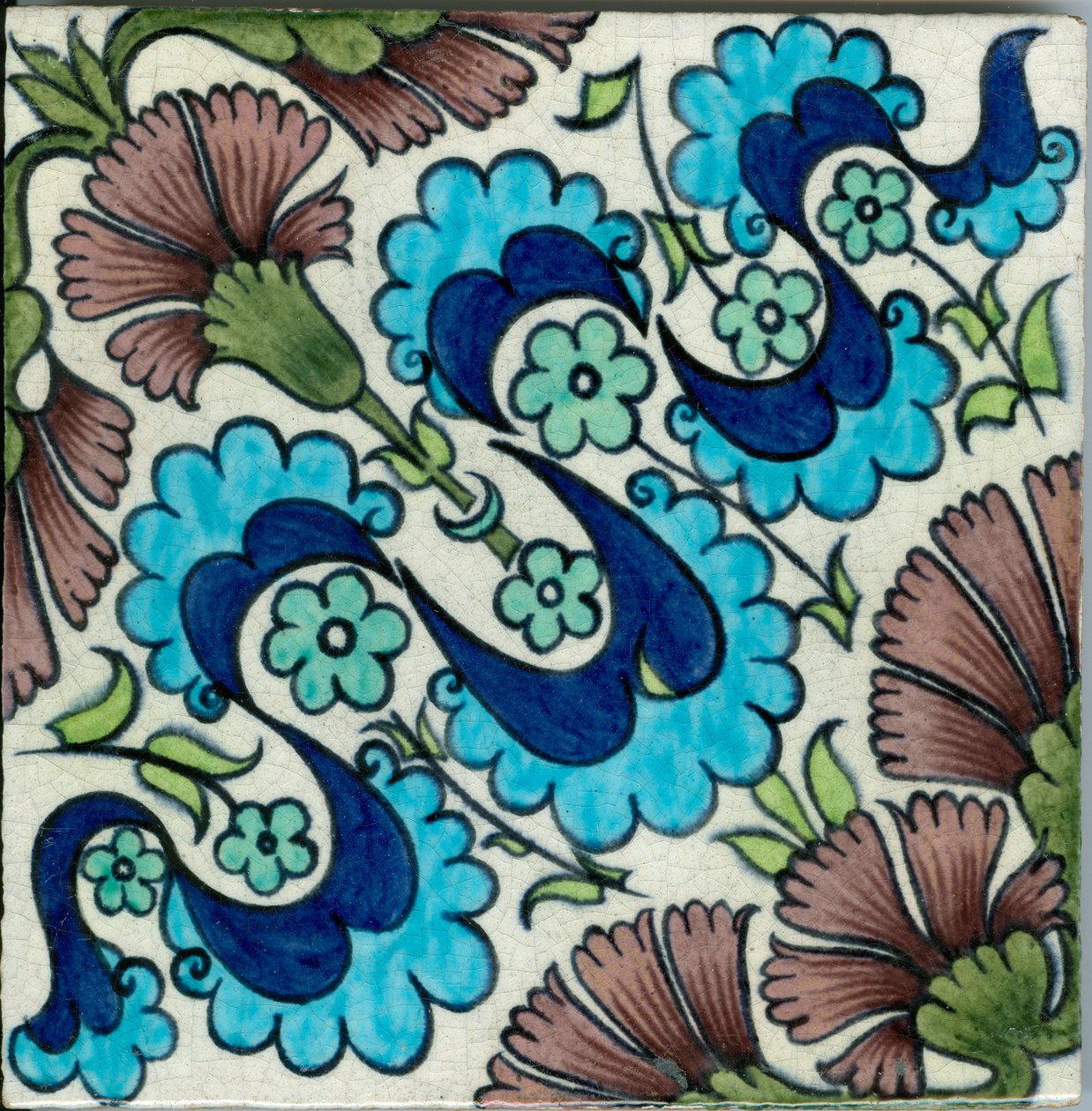Carnation Pattern Tile by William de Morgan: Fine art print